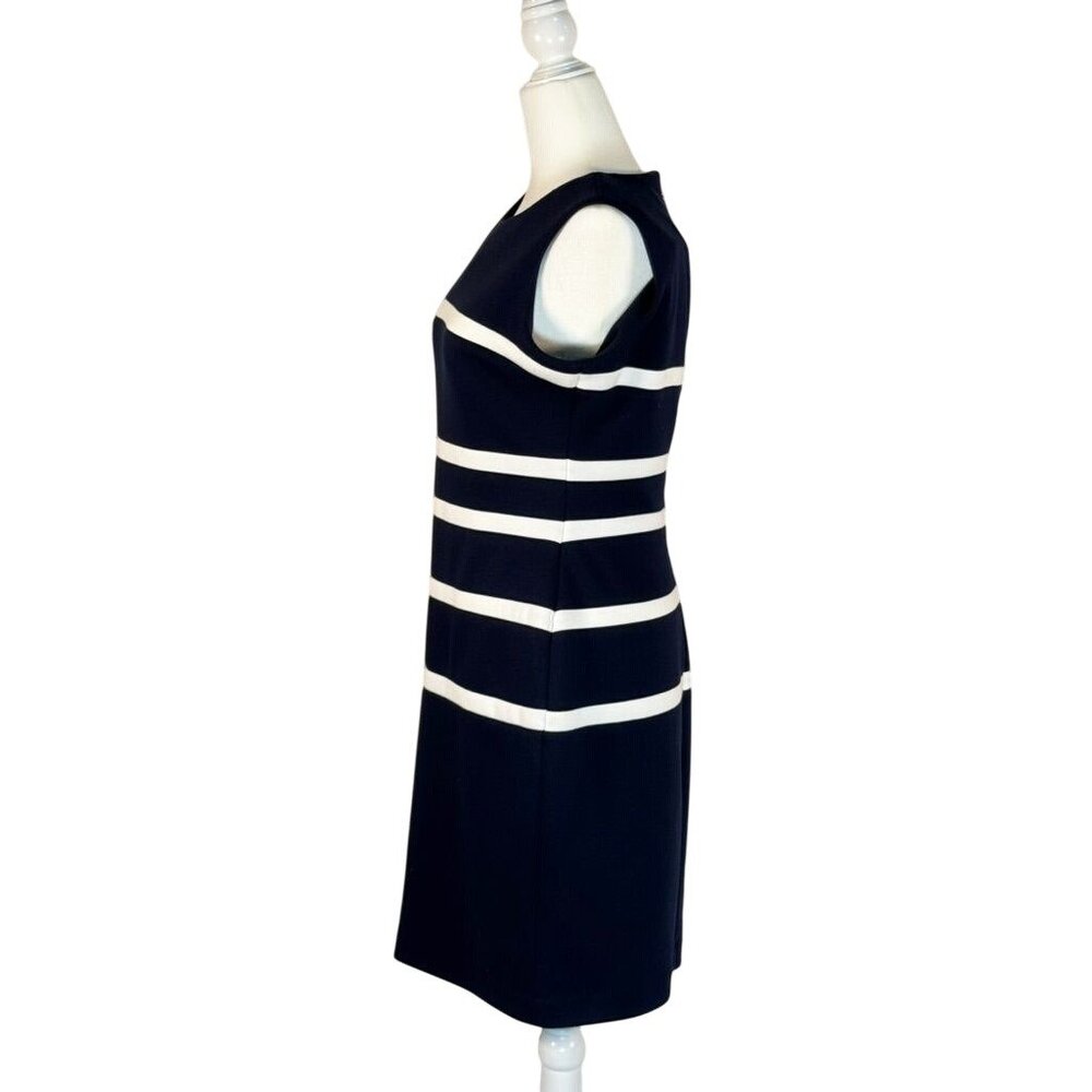 Tommy Hilfiger Size M Blue & White Striped Sheath Dress Womens stretch comfort - Picture 3 of 8